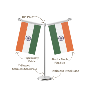 Y Shaped Table Flag with Stainless Steel Base and Pole