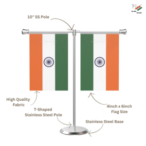 T Shaped Table Flag with Stainless Steel Base and Pole