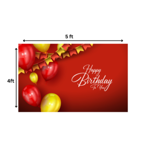 Happy Birthday Red & Yellow Theme (4x5 Ft) | High-Quality Fabric Banner with Eyelets | Party Decoration for Birthday Celebrations