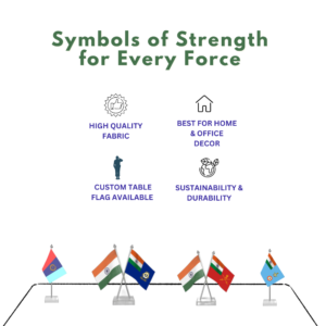 Indian Air Force Table Flag with 4inch x 6inch Flag, Stainless Steel & Transparent Acrylic Base