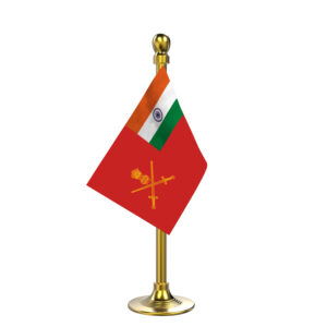 Indian Army Car Dashboard Flag with 2inch x 3inch Flag, Single Gold Plastic