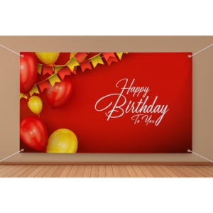 Happy Birthday Red & Yellow Theme (4x5 Ft) | High-Quality Fabric Banner with Eyelets | Party Decoration for Birthday Celebrations
