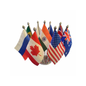 Group of 9 Flag Stand With Stainless Steel Base And Pole