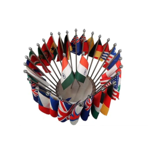 29 Country Flag Stand | Flags with Stainless Base & Poles | Global Desk Flag Set for Office, Events, Schools & Decor
