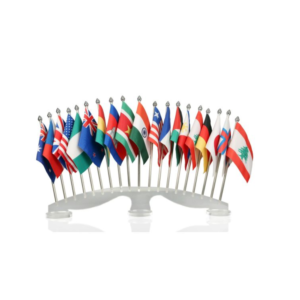 Group of 20 Flag Stand With Transparent Acrylic Base And Stainless Poles