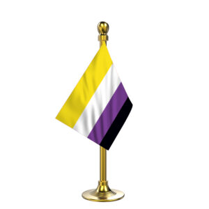 Non-Binary Pride Car Flag Stand | Single Gold Acrylic