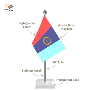 NCC National Cadet Corps Table Flag with 4inch x 6inch Flag, Stainless Steel & Transparent Acrylic Base
