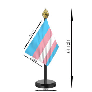 Transgender Pride Flag | Pink Blue Rainbow Pride Car Flag Stand | Single Black Acrylic