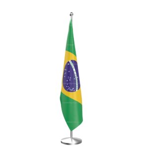 Brazil National Flag – Indoor Pole Set | Premium Indoor Display Flag with Stand