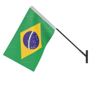 Brazil Wall Mounted National Flag | Durable Fabric Flag with Wall Bracket
