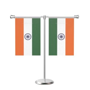 T Shaped Table Flag with Stainless Steel Base and Pole