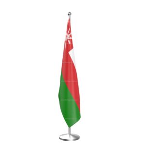 Oman National Flag – Indoor Pole Set | Premium Indoor Display Flag with Stand