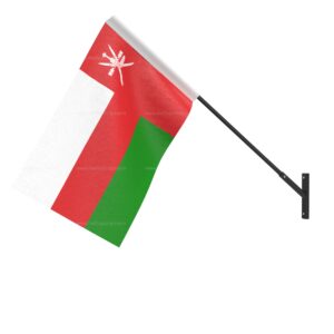 Oman Wall Mounted National Flag | Durable Fabric Flag with Wall Bracket