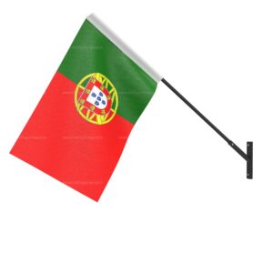 Portugal Wall Mounted National Flag | Durable Fabric Flag with Wall Bracket