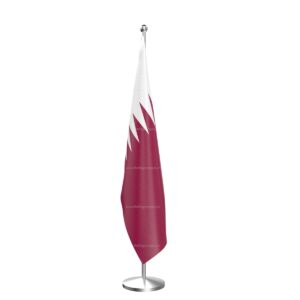 Qatar National Flag – Indoor Pole Set | Premium Indoor Display Flag with Stand