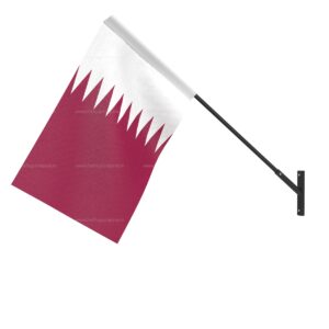 Qatar Wall Mounted National Flag | Durable Fabric Flag with Wall Bracket
