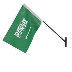 Saudi Arabia Wall Mounted National Flag | Durable Fabric Flag with Wall Bracket