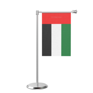 UAE L Shape Table Flag With Stainless Steel Base And Pole