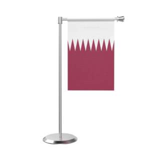 Qatar L Shape Table Flag With Stainless Steel Base And Pole