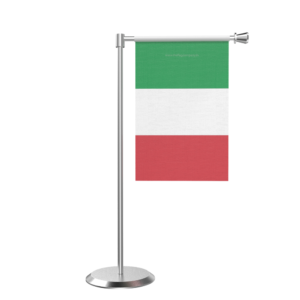 Italy L Shape Table Flag With Stainless Steel Base And Pole
