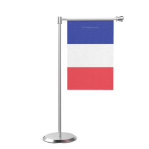 France L Shape Table Flag With Stainless Steel Base And Pole
