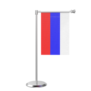 Russia L Shape Table Flag With Stainless Steel Base And Pole