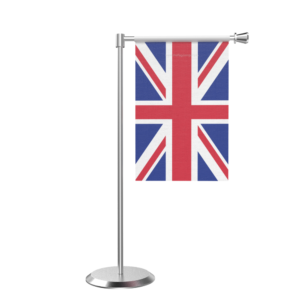 UK L Shape Table Flag With Stainless Steel Base And Pole