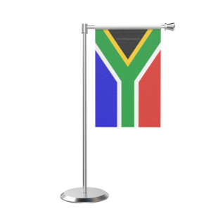 South Africa L Shape Table Flag With Stainless Steel Base And Pole