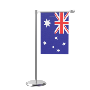 Australia L Shape Table Flag With Stainless Steel Base And Pole