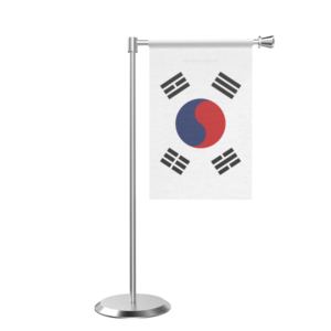 South Korea L Shape Table Flag With Stainless Steel Base And Pole