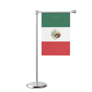 Mexico L Shape Table Flag With Stainless Steel Base And Pole