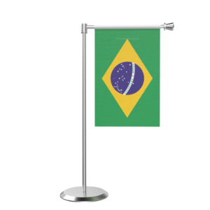 Brazil L Shape Table Flag With Stainless Steel Base And Pole