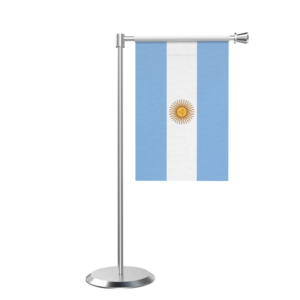Argentina L Shape Table Flag With Stainless Steel Base And Pole