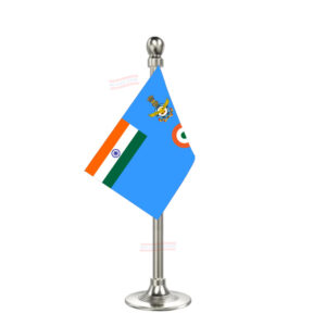 Indian Air Force Flag Stand for Car Dashboard-Single Silver Plastic | Car Decoration