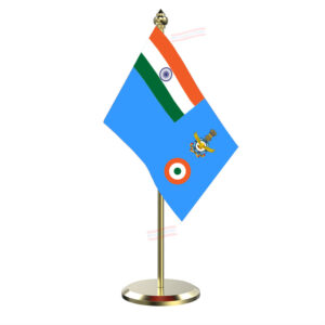 Indian Air Force Table Flag with Brass Pole & Brass Base Table Miniature Flag