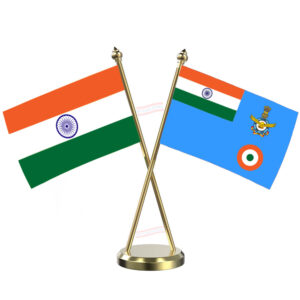Indian Air Force Cross Desk Flag with Brass Base and Pole