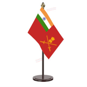 Indian Army Table Flag with Black Acrylic Plastic Pole & Round Base Table Miniature Flag