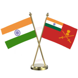Indian Army and India Cross Desk Flag with Brass Base and Pole