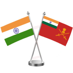 Indian Army Cross Desk Flag with Stainless Steel Base and Pole