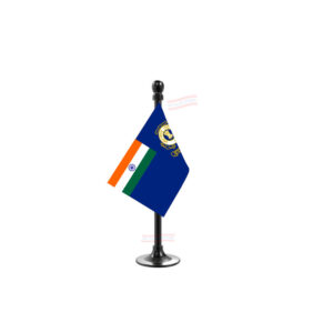Indian Coast Guard Flag Stand for Car Dashboard-Single Black Plastic | Car Decoration