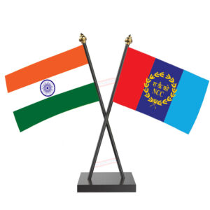 NCC ( National Cadet Corps ) Cross Desk Flag with Black Acrylic Pole and Base