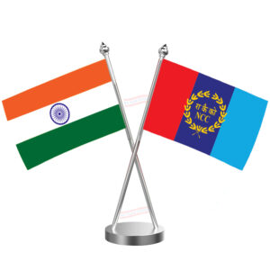 NCC ( National Cadet Corps ) Cross Desk Flag with Stainless Steel Base and Pole