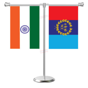 NCC (National Cadet Corps ) T-Shaped Table Flag with Stainless Steel Base and Pole
