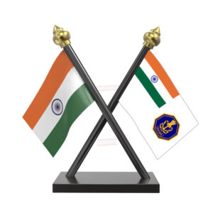 Indian Navy Cross Black Acrylic Car Flag with Black Base and Pole