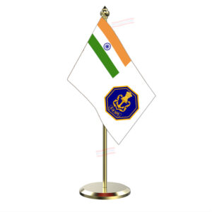Indian Navy Table Flag with Brass Pole & Brass Base Table Miniature Flag