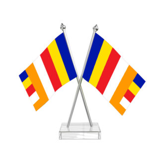 Buddhist Cross Desk Flag with Stainless Steel pole and transparent acrylic