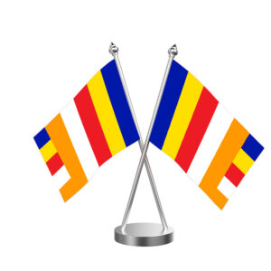 Buddhist Cross Desk Flag with Stainless Steel Base and Pole