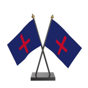 Christian Flag Cross Desk Flag with Black Acrylic Pole and Base