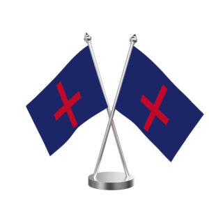 Christian Cross Desk Flag with Stainless Steel Base and Pole