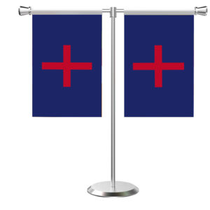 Christian Flag T-Shaped Table Flag with Stainless Steel Base and Pole